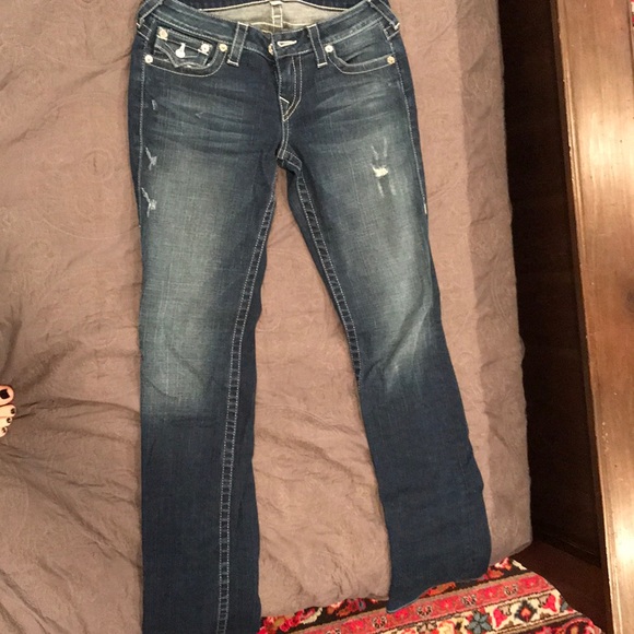 Size 29 deep blue distressed true religion jean - Picture 5 of 8